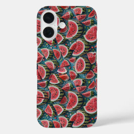 Sapig watermeloenpatroon ontwerp 1 iPhone 16 hoesje
