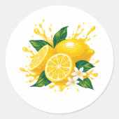 Sapige citroen ronde sticker (Voorkant)