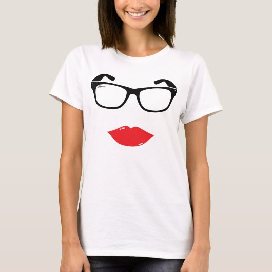 Sapio-glazen met hete lippen t-shirt (Voorkant)