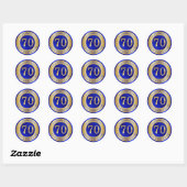 Sapohire blauw en goud 70ste verjaardag ronde sticker (Vel)