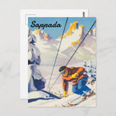 Sappada, Man op een skibaan, Italië Briefkaart (Voorkant / Achterkant)