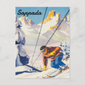 Sappada, Man op een skibaan, Italië Briefkaart (Voorkant)