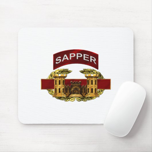 Sapper Tab met Combat Engineer Badge Muismat (Met muis)
