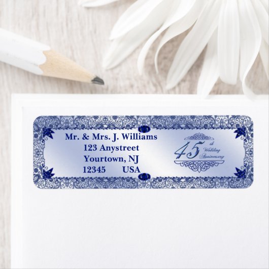 Sapphire 45e bruiloft Jubileum adreslabel Etiket (Insitu)