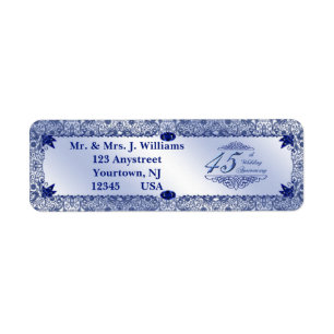 Sapphire 45e bruiloft Jubileum adreslabel Etiket