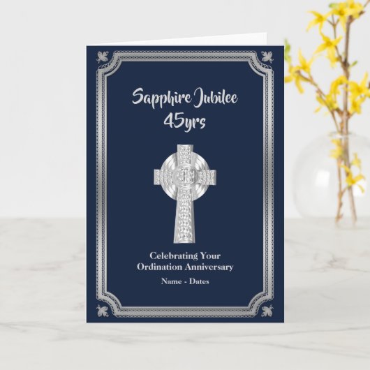 Sapphire 45e priesterwijding jubileum kaart (Gele Bloem)