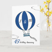 Sapphire 45th bruiloft hotair ballon kaart (Gele Bloem)