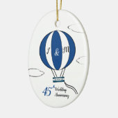 Sapphire 45th bruiloft hotair ballon keramisch ornament (Links)