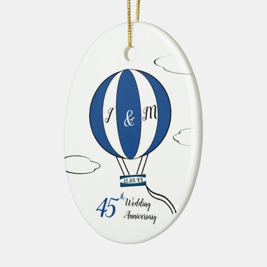 Sapphire 45th bruiloft hotair ballon keramisch ornament (Links)