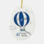 Sapphire 45th bruiloft hotair ballon keramisch ornament (Voorkant)