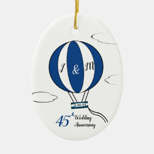 Sapphire 45th bruiloft hotair ballon keramisch ornament