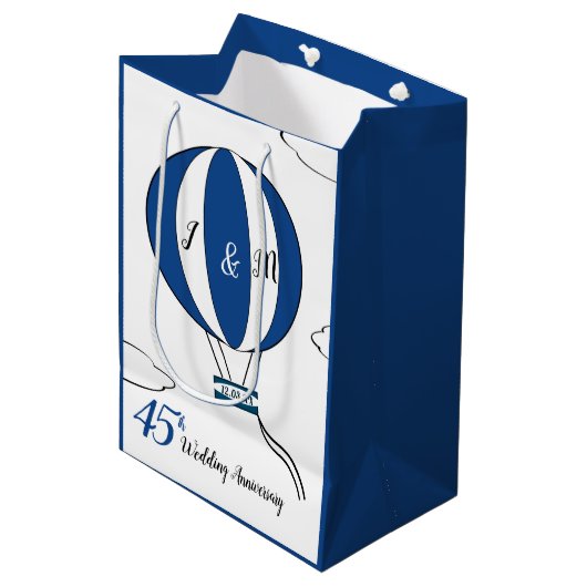 Sapphire 45th bruiloft hotair ballon medium cadeauzakje (Voorkant Gekanteld)