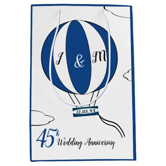 Sapphire 45th bruiloft hotair ballon medium cadeauzakje (Voorkant)