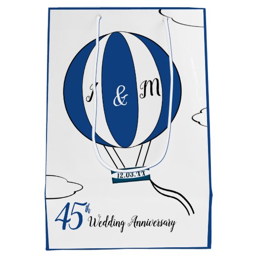 Sapphire 45th bruiloft hotair ballon medium cadeauzakje (Achterkant)