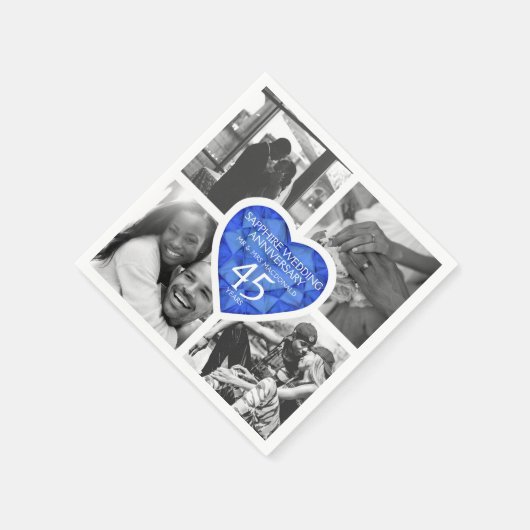 Sapphire 45th bruiloft Jubileum hart blauwe foto Servet (Hoek)