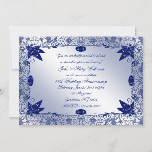 Sapphire 45th Wedding Jubileum 5x7 Uitnodiging (Achterkant)