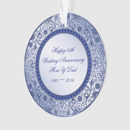 Sapphire 45th Wedding Jubileum Acryl Ornament (voorkant)