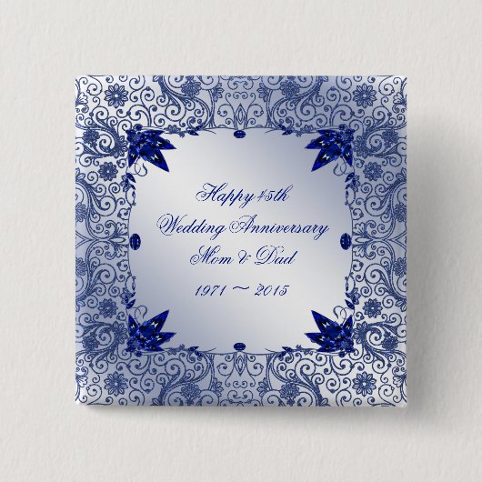 Sapphire 45th Wedding Jubileum Button (Voorkant)