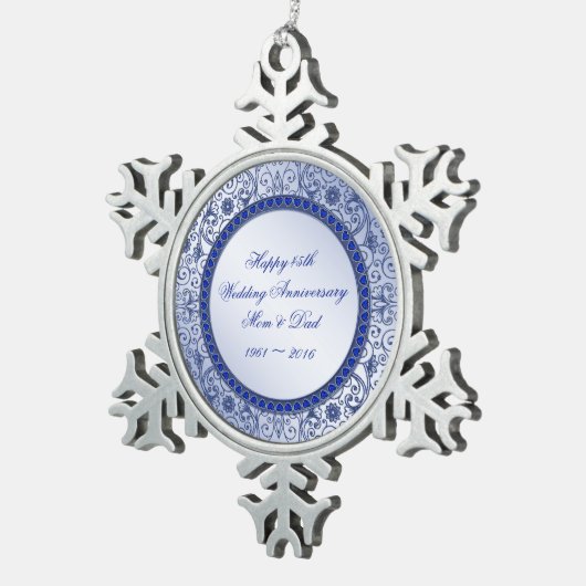 Sapphire 45th Wedding Jubileum Ornament (Rechts)