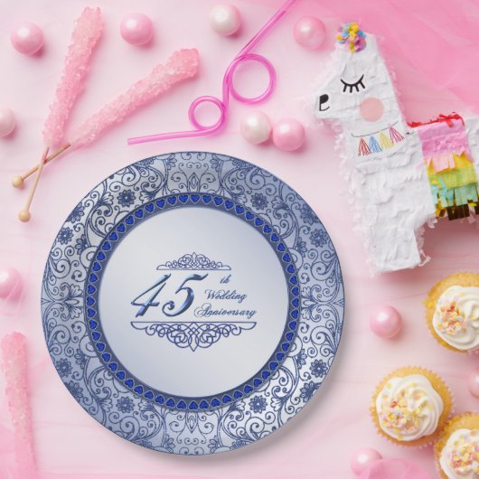 Sapphire 45th Wedding Jubileum Paper Bord (Feest)