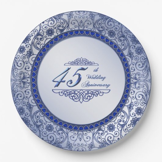 Sapphire 45th Wedding Jubileum Paper Bord (Voorkant)