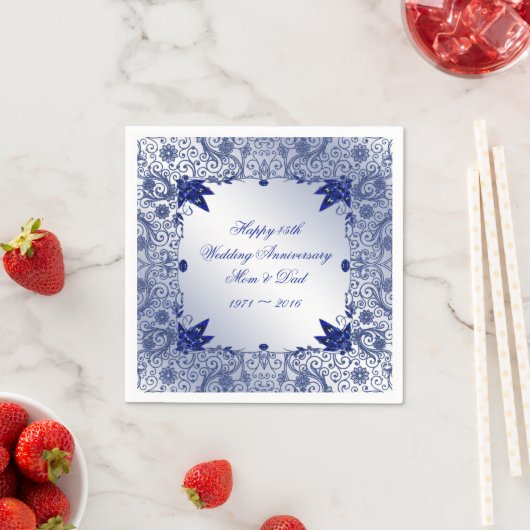 Sapphire 45th Wedding Jubileum Paper Napkins Servetten (Insitu)