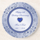 Sapphire 45th Wedding Jubileum Round Onderzetter (Voorkant)
