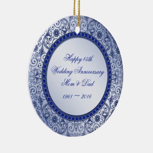 Sapphire 45th Wedding Jubileum Round Ornament (Rechts)
