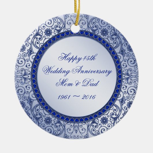 Sapphire 45th Wedding Jubileum Round Ornament (Voorkant)