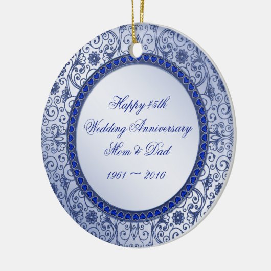 Sapphire 45th Wedding Jubileum Round Ornament (Links)