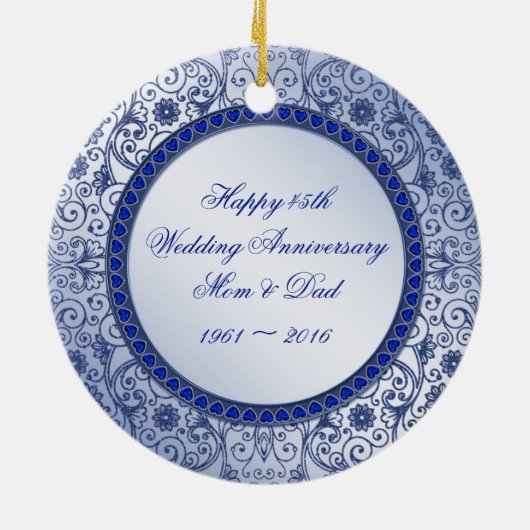 Sapphire 45th Wedding Jubileum Round Ornament (Achterkant)