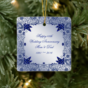 Sapphire 45th Wedding Jubileum Square Ornament