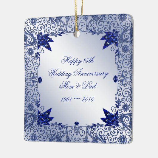 Sapphire 45th Wedding Jubileum Square Ornament (Links)