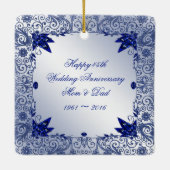 Sapphire 45th Wedding Jubileum Square Ornament (Achterkant)
