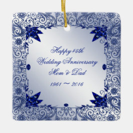 Sapphire 45th Wedding Jubileum Square Ornament