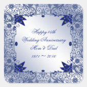 Sapphire 45th Wedding Jubileum Square Sticker (Voorkant)