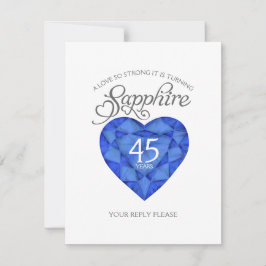 Sapphire 45th Wedding Jubileum waterverf hart RSVP Kaartje