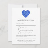 Sapphire 45th Wedding Jubileum waterverf hart RSVP Kaartje (Achterkant)