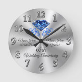 Sapphire 65th Wedding Jubileum Gift Ideas Clock Ronde Klok (Voorkant)