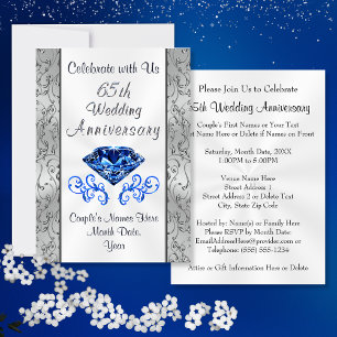 Sapphire 65th Wedding Jubileum Invitations Kaart