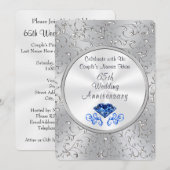 Sapphire 65th Wedding Jubileum Invitations Kaart (Voorkant / Achterkant)