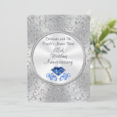 Sapphire 65th Wedding Jubileum Invitations Kaart (Staand voorkant)