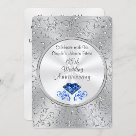Sapphire 65th Wedding Jubileum Invitations Kaart
