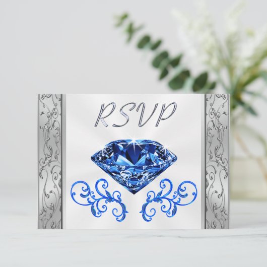 Sapphire 65th Wedding Jubileum RSVP-kaarten Kaart (Staand voorkant)