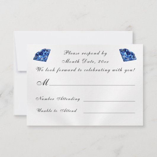 Sapphire 65th Wedding Jubileum RSVP-kaarten Kaart (Achterkant)