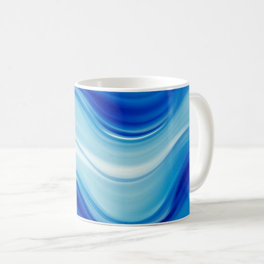 Sapphire Abstract Wave Glow Art Koffiemok (Voorkant rechts)