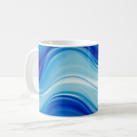 Sapphire Abstract Wave Glow Art Koffiemok (Voorkant links)