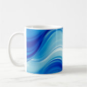 Sapphire Abstract Wave Glow Art Koffiemok (Links)