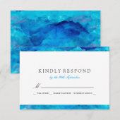 Sapphire Abstracte Waterverf Wedding RSVP Kaartje (Voorkant / Achterkant)