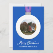 Sapphire Address Change Christmas Photo Ornament Feestdagenkaart (Voorkant)
